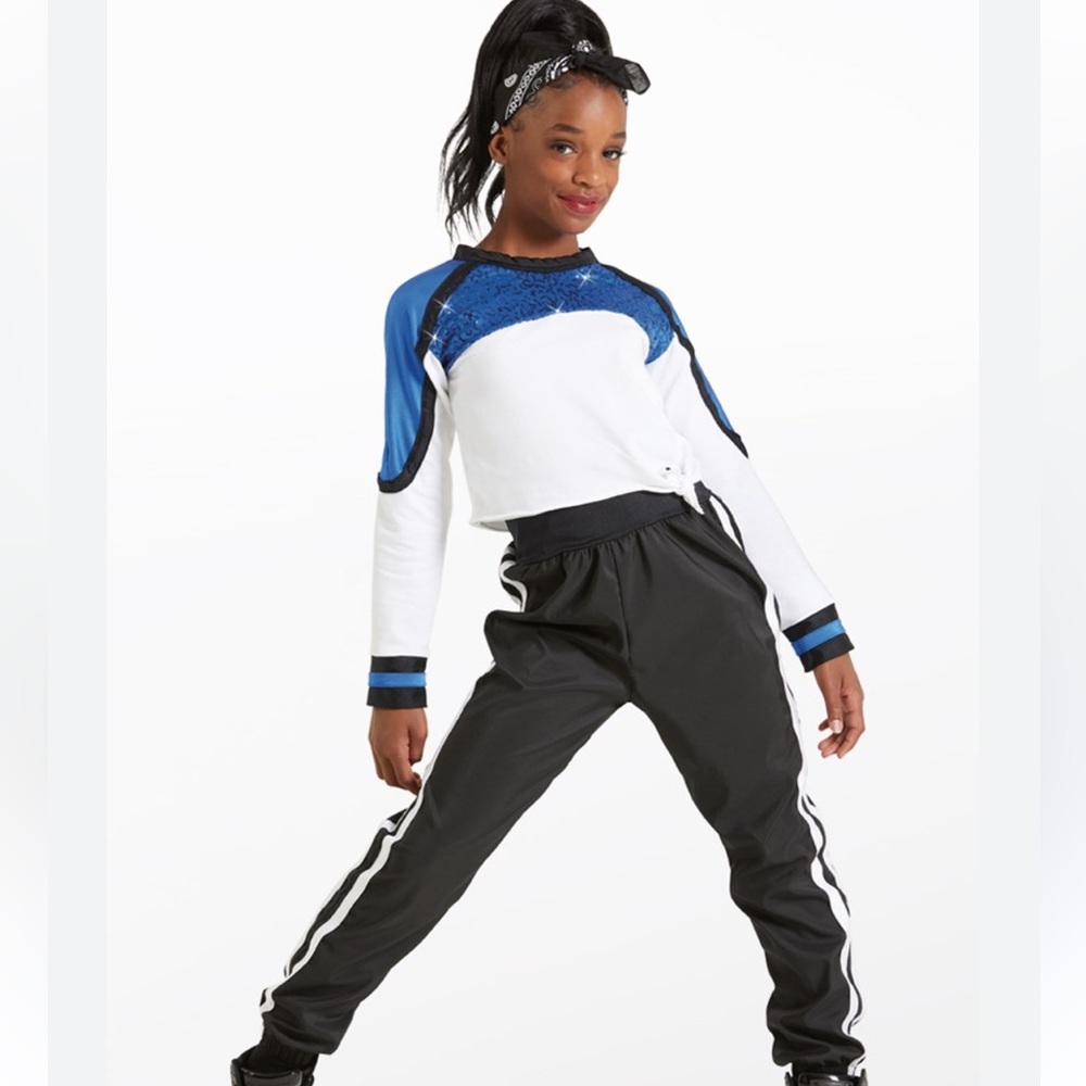 Size XSC Weissman style 12304. Black, blue, and white.